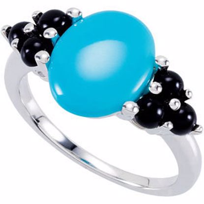 67972:101:P Turquoise & Onyx Accented Ring