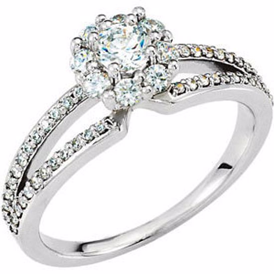 67958:103:P 14kt White 3/4 CTW Diamond Halo-Styled Cluster Engagement Ring  