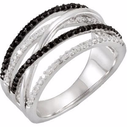 68008:101:P Black Spinel & Diamond Criss-Cross Ring
