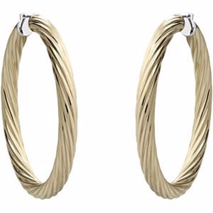 E195:116:P Immerse Plated Amalfi&trade; Stainless Steel Twisted Hoop Earrings