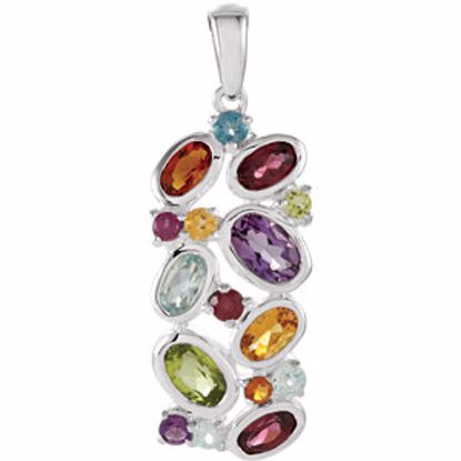 68023:101:P Sterling Silver London Blue Topaz, Brazilian Garnet, Amethyst, & Madeira Citrine Pendant