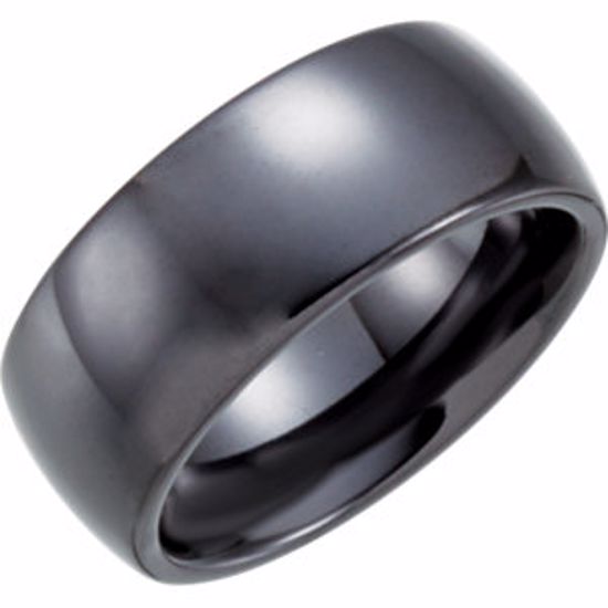 CR011:128:P Black Ceramic 8mm Domed Band Size 4