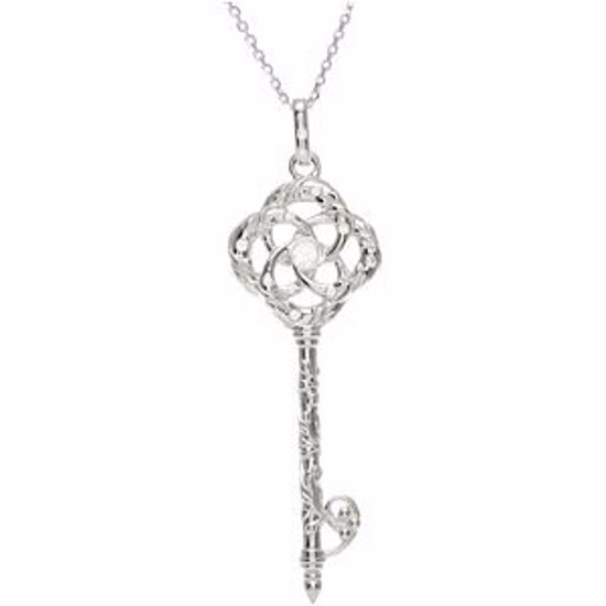 69278:101:P Sterling Silver 1/10 CTW Diamond Vine Key 18" Necklace