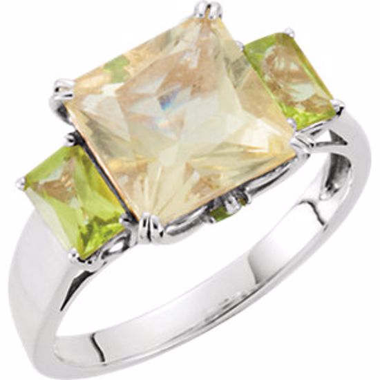 68031:105:P Lime Quartz, Peridot & Chrome Diopside Ring