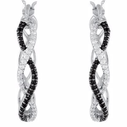 68073:102:P Black Spinel & Diamond Hoop Earrings