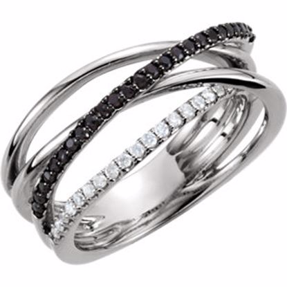 68074:101:P Black Spinel & Diamond Criss-Cross Ring