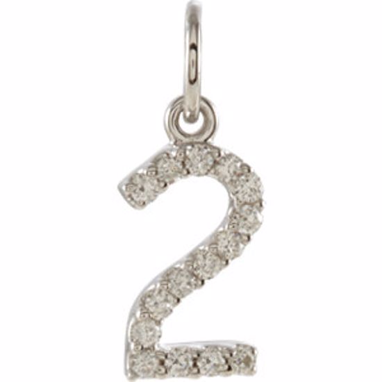 68054:60002:P 14kt White .07 CTW Diamond Numeric Charm or Pendant