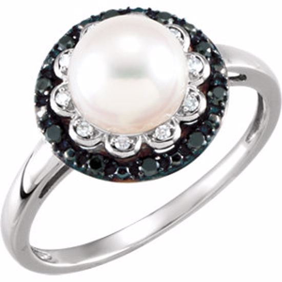 68085:101:P Freshwater Cultured Pearl & Diamond Ring