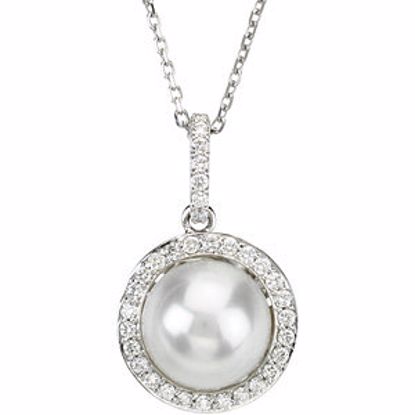 67408:225:P 14kt White Freshwater Cultured Pearl & 1/3 CTW Diamond 18" Necklace