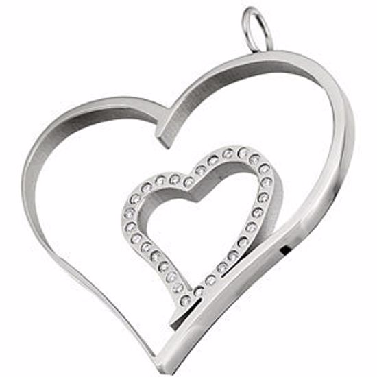 FP298:101:P Stainless Steel Cubic Zirconia Accented Heart Pendant