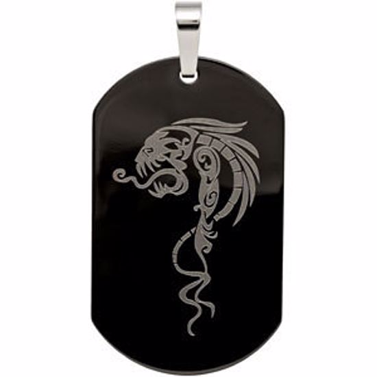 P711:201:P Black Immerse Plated Stainless Steel Dog Tag Pendant