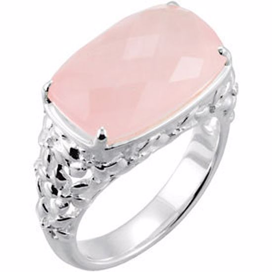 68160:101:P Rose Quartz Floral Ring