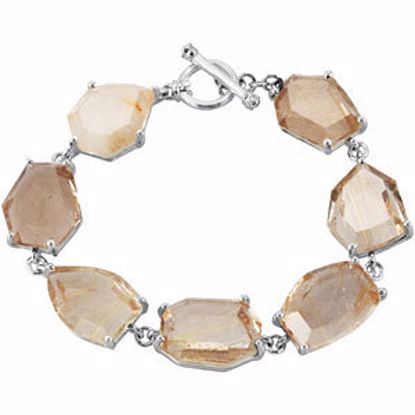 68162:101:P Genuine Rutilated Quartz 7.5" Bracelet