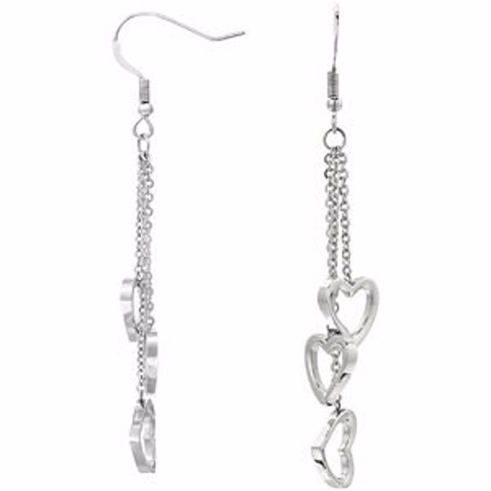 E832:201:P Amalfi® Stainless Steel Triple Heart Dangle Earrings