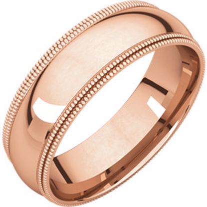DMGR7:295978:P 14kt Rose 6mm Double Milgrain Comfort Fit Band