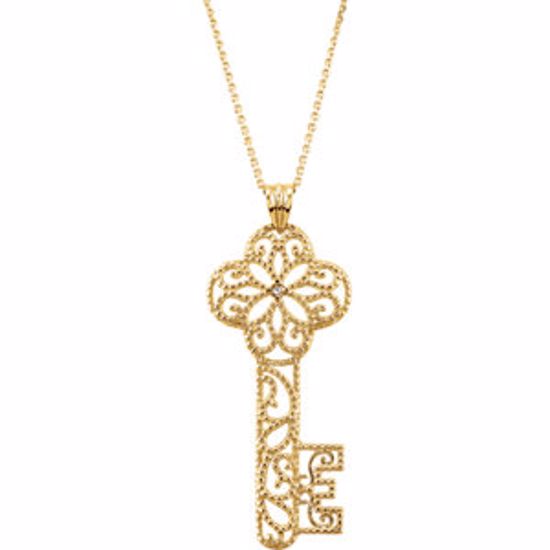 84894:101:P 14kt Yellow Diamond Key 18" Necklace