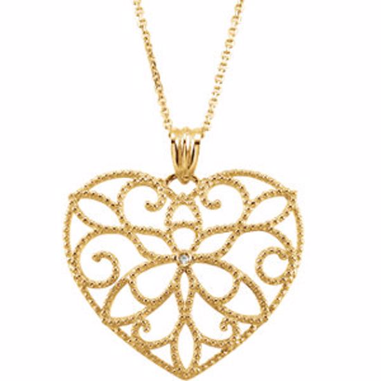 84895:123:P 14kt Yellow .005 CTW Diamond Heart 18" Necklace