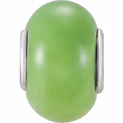 28148:101:P Sterling Silver 9x14mm Lime Green Glass Bead