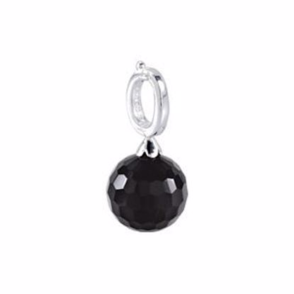 28150:101:P Sterling Silver 12mm Black Crystal Charm Bead