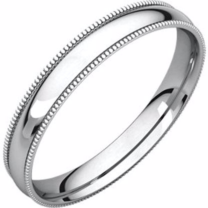 MGRL6.5:145558:P 10kt White 3mm Light Comfort Fit Milgrain Band 