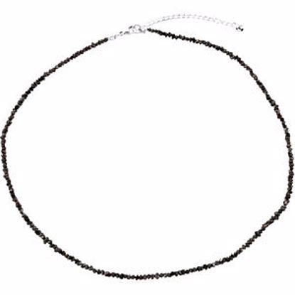 68015:104:P Sterling Silver Natural Rough Black Diamond Chip Adjustable 18" Necklace