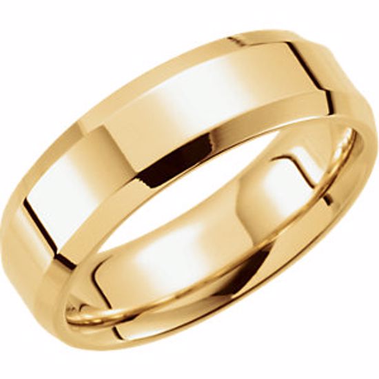 5977:156571:P 10kt Yellow 7mm Comfort-Fit Beveled Edge Band Size 9.5