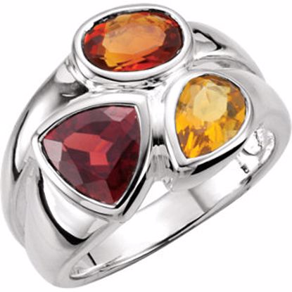 68034:102:P Sterling Silver Mozambique Garnet, Madeira Citrine & Citrine Ring Size 6