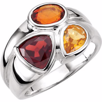 68034:103:P Sterling Silver Mozambique Garnet, Madeira Citrine & Citrine Ring Size 8