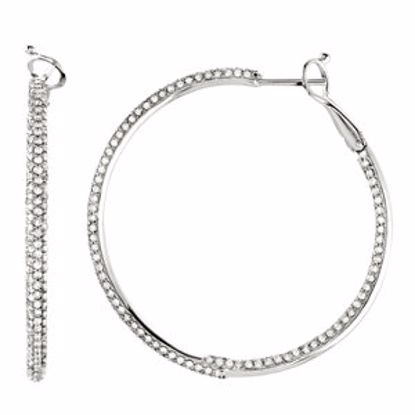 68230:101:P 14kt White 2 7/8 CTW Diamond Inside/Outside Hoop Earrings