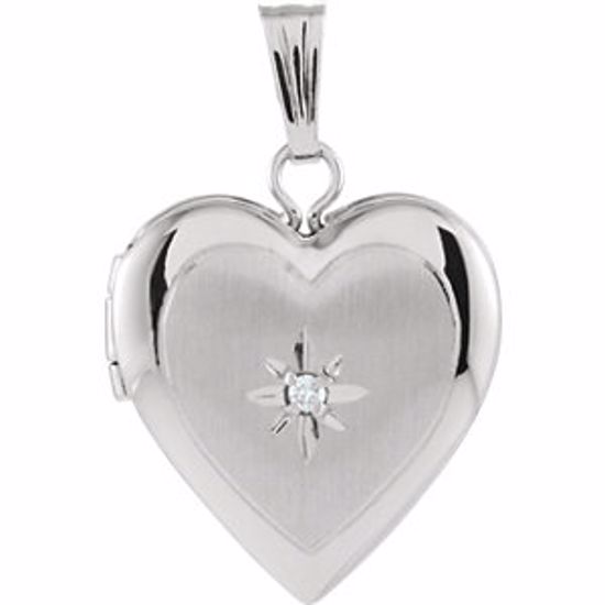 84921:101:P 14kt White 13.5x12.75mm .010 CTW Diamond Heart Locket