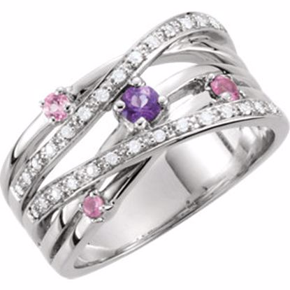 68256:210:P Amethyst, Pink Tourmaline & Diamond Criss-Cross Ring