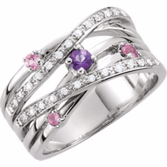 68256:210:P Amethyst, Pink Tourmaline & Diamond Criss-Cross Ring
