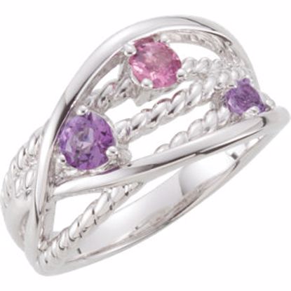 68266:412:P Amethyst & Pink Tourmaline Criss-Cross Rope Design Ring