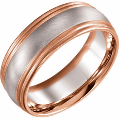 5968:221584:P 14kt Rose & White 8mm Design Band Size  7