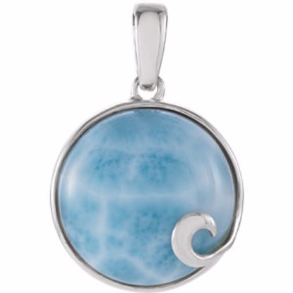 68291:101:P Sterling Silver Larimar Cabochon Pendant 