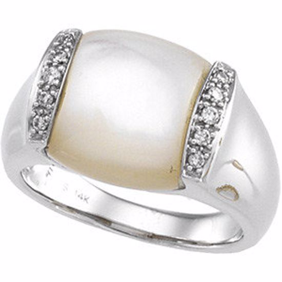 64558:10029:P 18kt White Mother of Pearl & 1/10 CTW Diamond Ring Size 5