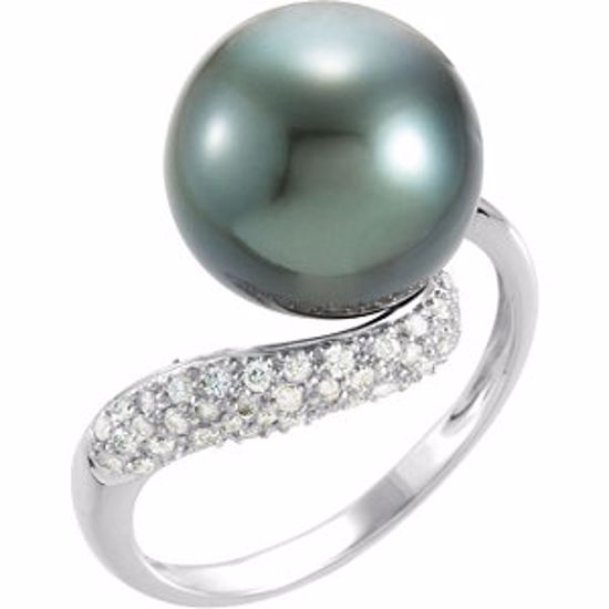 67973:102:P 14kt White 1/3 CTW Diamond & Tahitian Pearl Ring