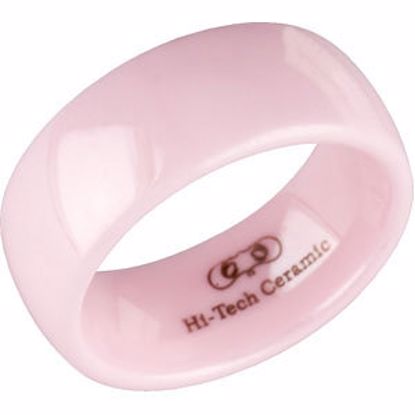 CR011:050:P Pink Ceramic 7.5mm Domed Band Size 5.5