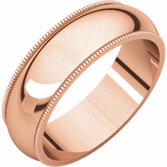 MG7:33005:P 14kt Rose 6mm Milgrain Band