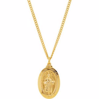 R45263:100:P 24kt Gold Plated 29.13x17.69mm St. Jude Medal 24" Necklace