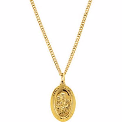 R45267:100:P 24kt Gold Plated 26.35x16.05mm St. Joseph Medal 24" Necklace