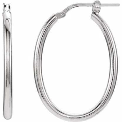 84977:102:P Sterling Silver 22x28mm Oval Tube Hoop Earrings