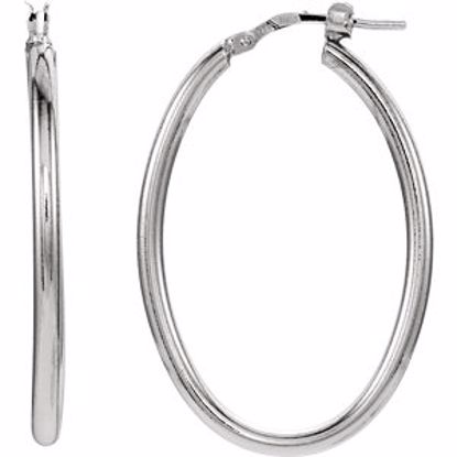 84977:103:P Sterling Silver 24x34mm Oval Tube Hoop Earrings