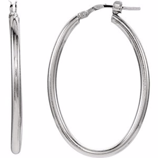 84977:103:P Sterling Silver 24x34mm Oval Tube Hoop Earrings