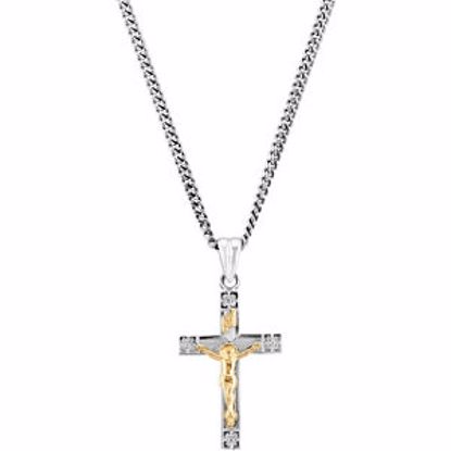 R45274:100:P Two-Tone Crucifix Necklace