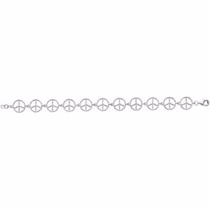 19792:100:P Sterling Silver Peace Sign Youth 7" Bracelet