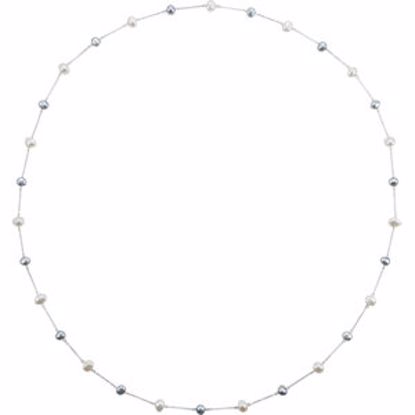 68430:101:P Sterling Silver 8.5-10mm Freshwater White & Grey Pearl 47.25" Necklace