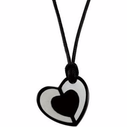 190013:100:P Sterling Silver 23.75x15.15mm Heart with Mother of Pearl 16" Necklace