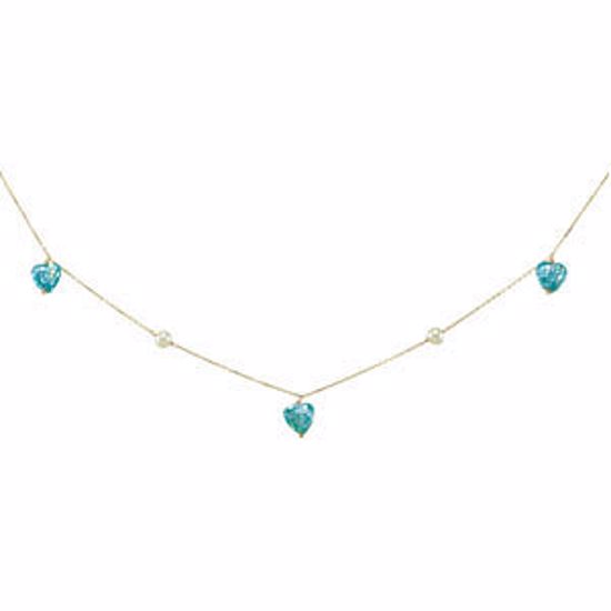 190002:100:P 14kt Yellow Blue Pearl Heart 15" Necklace