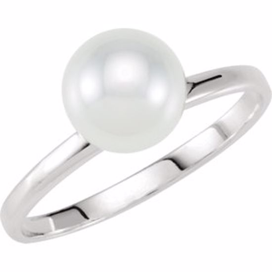 50883:103:P Stackable White 8.0mm Glass Pearl Ring